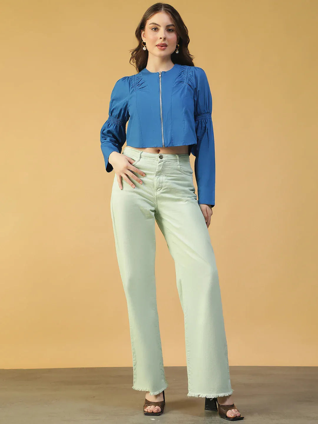 Blue Cotton Crop Top