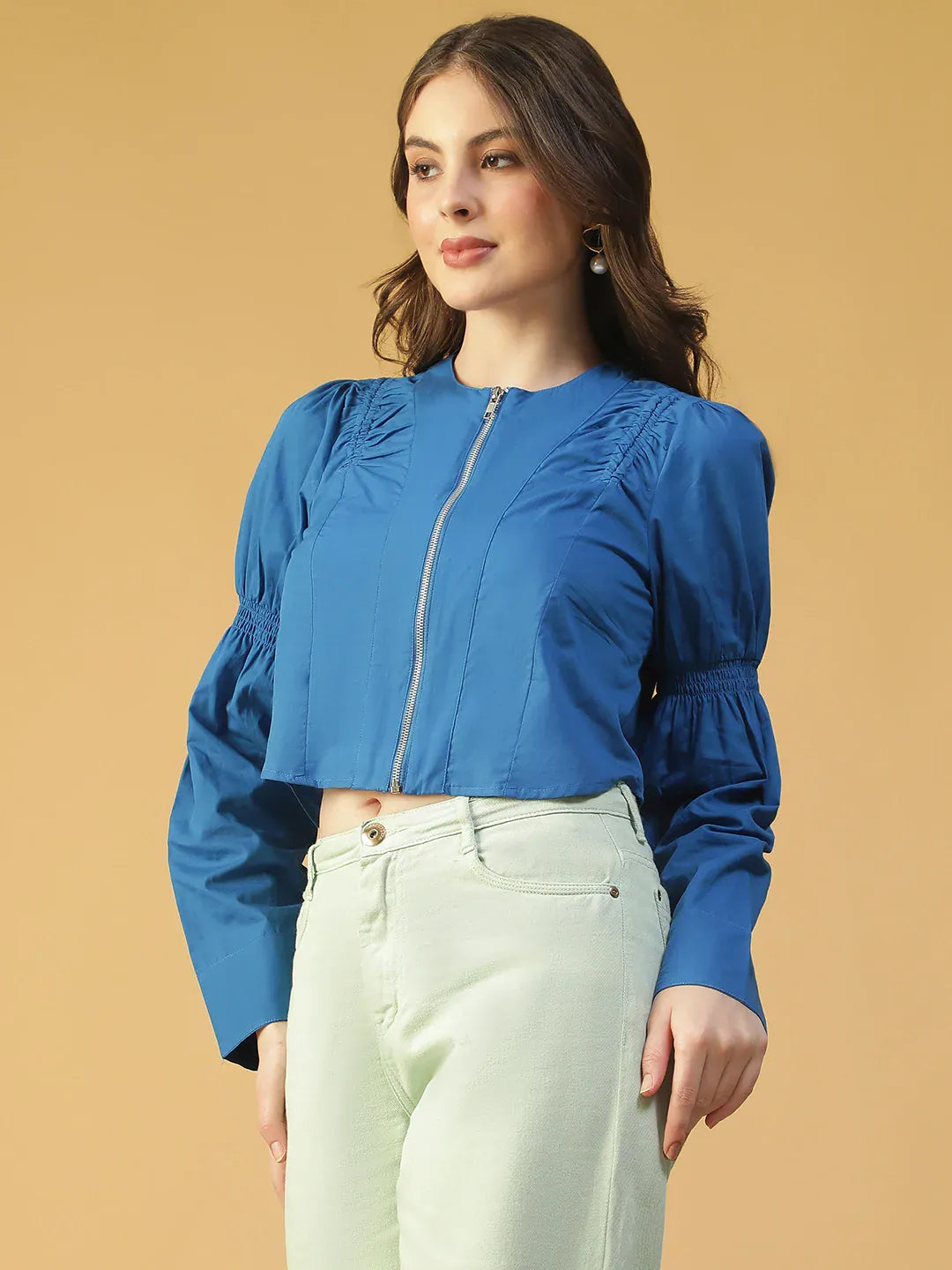 Blue Cotton Crop Top