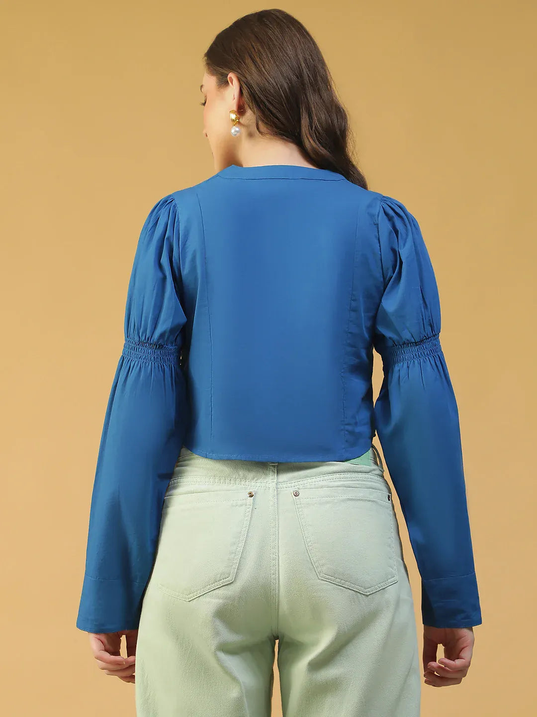 Blue Cotton Crop Top