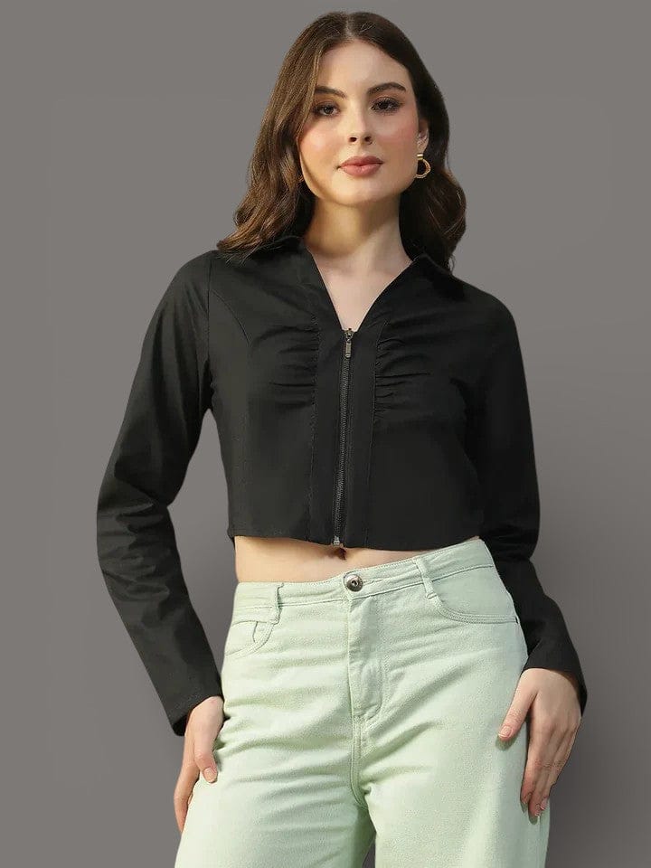 Black Cotton Crop Top
