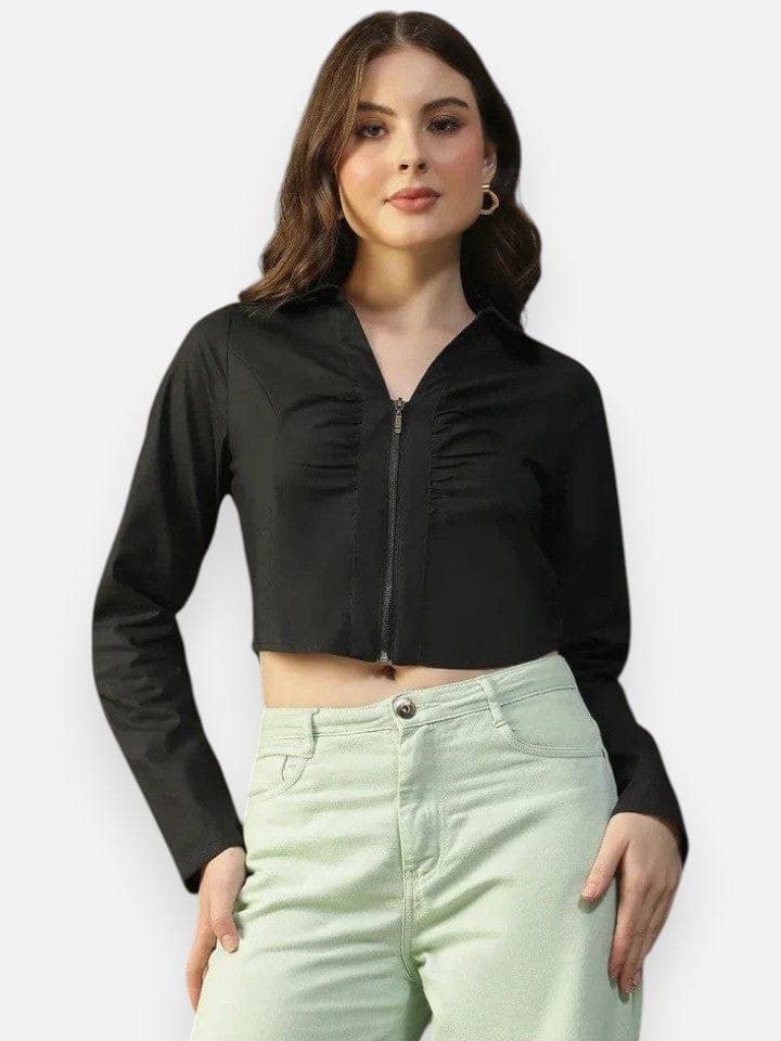 Black Cotton Crop Top