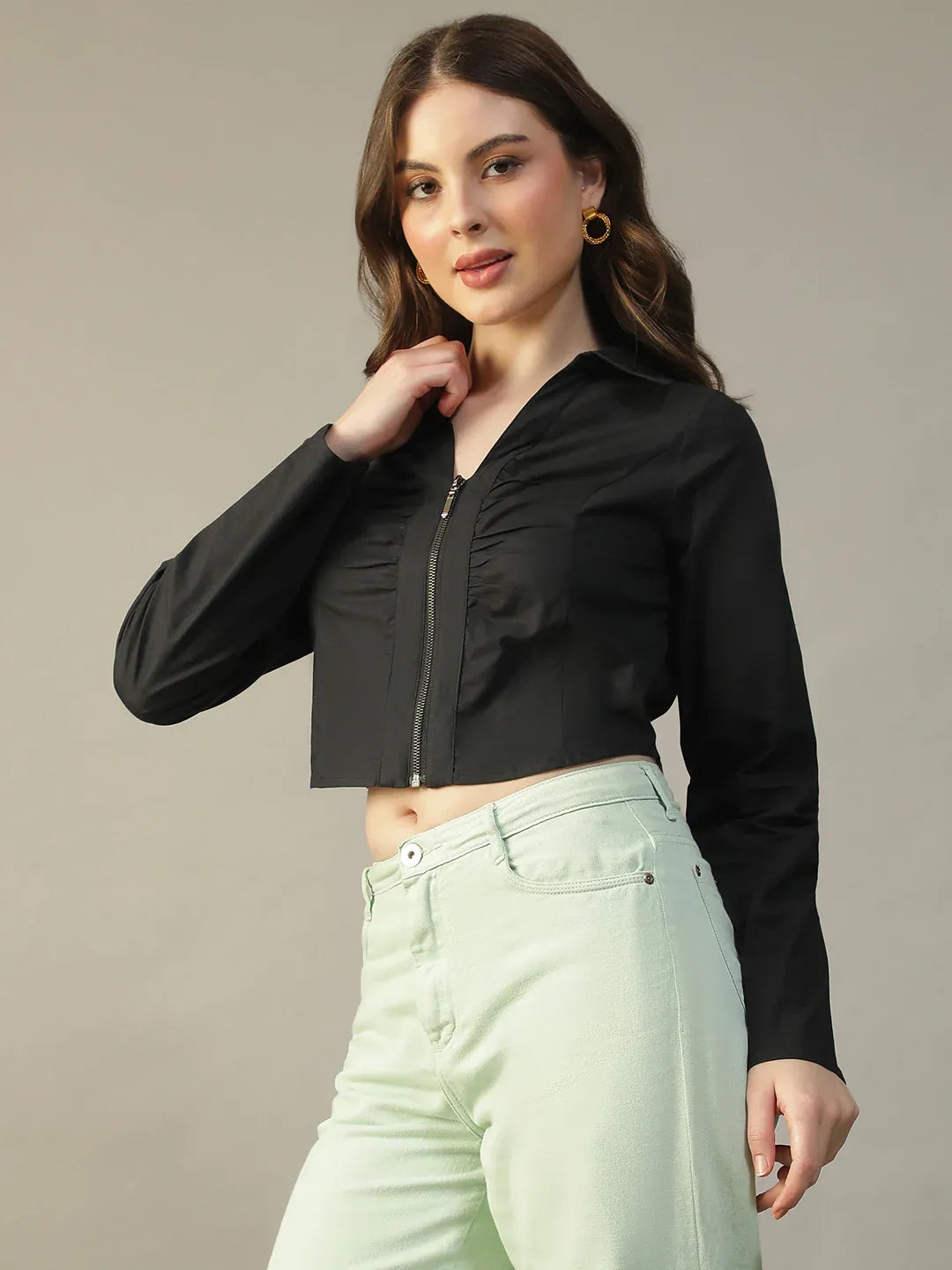 Black Cotton Crop Top