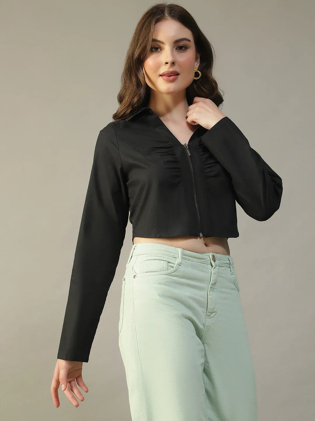 Black Cotton Crop Top