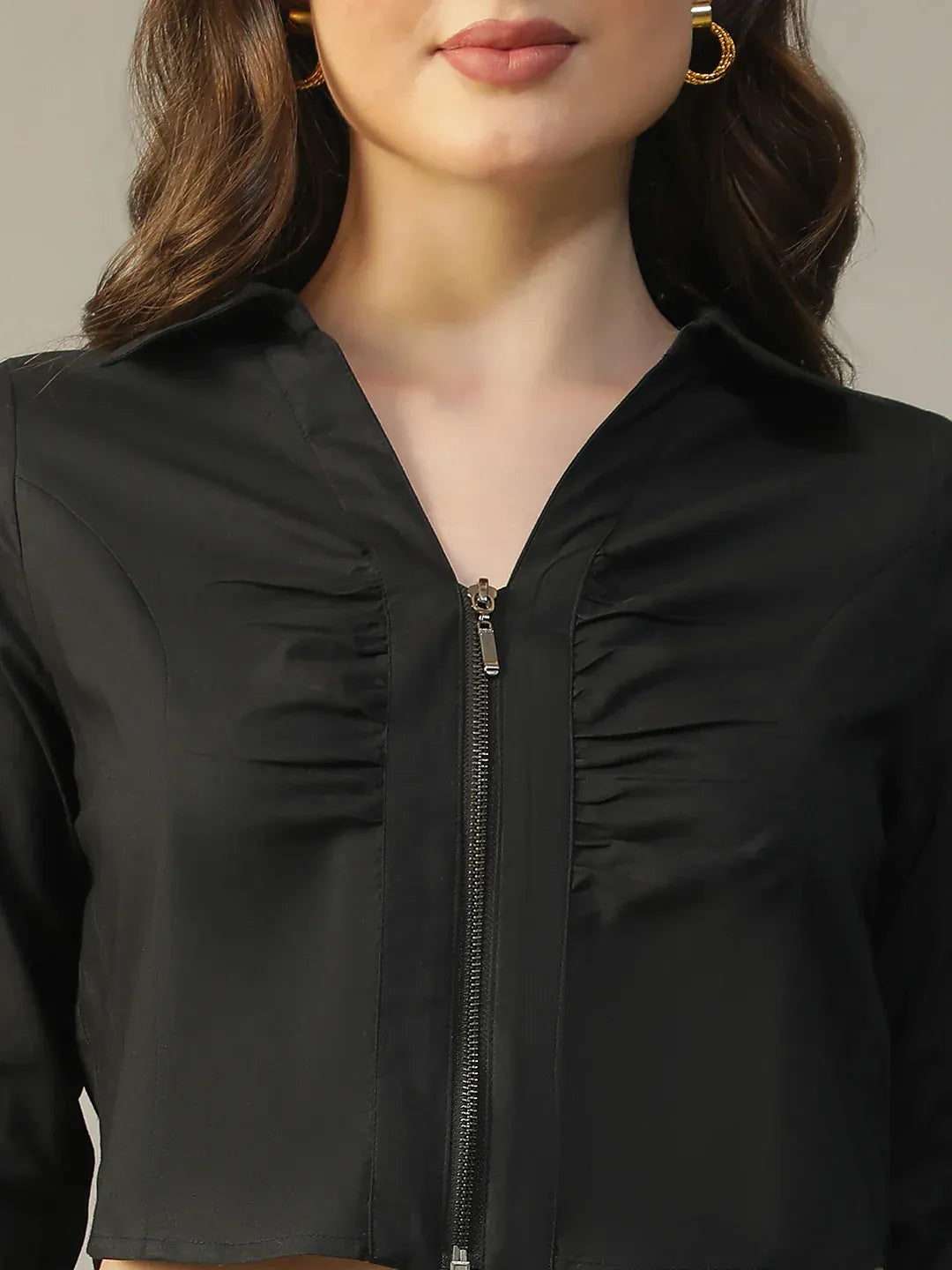 Black Cotton Crop Top