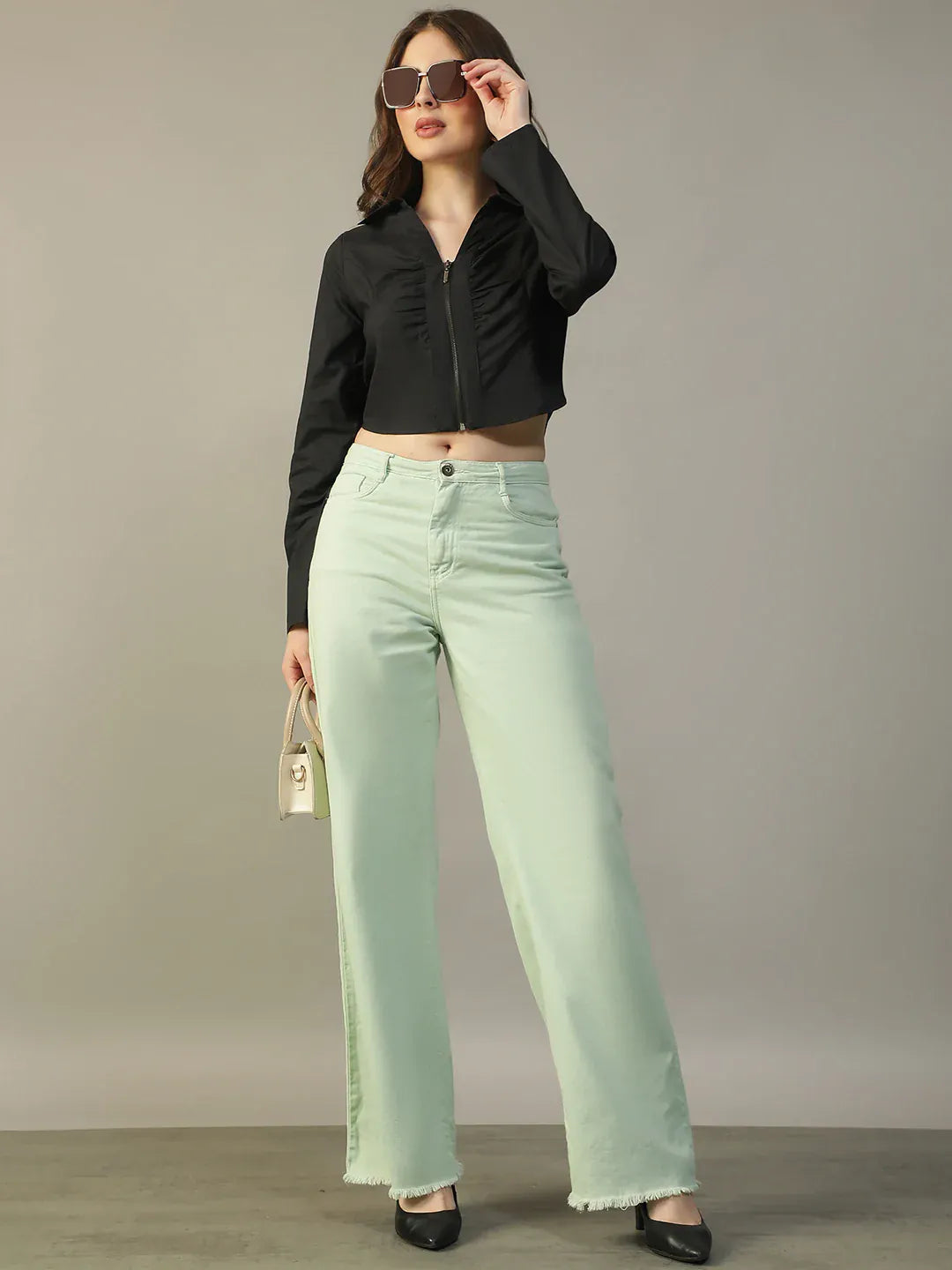 Black Cotton Crop Top