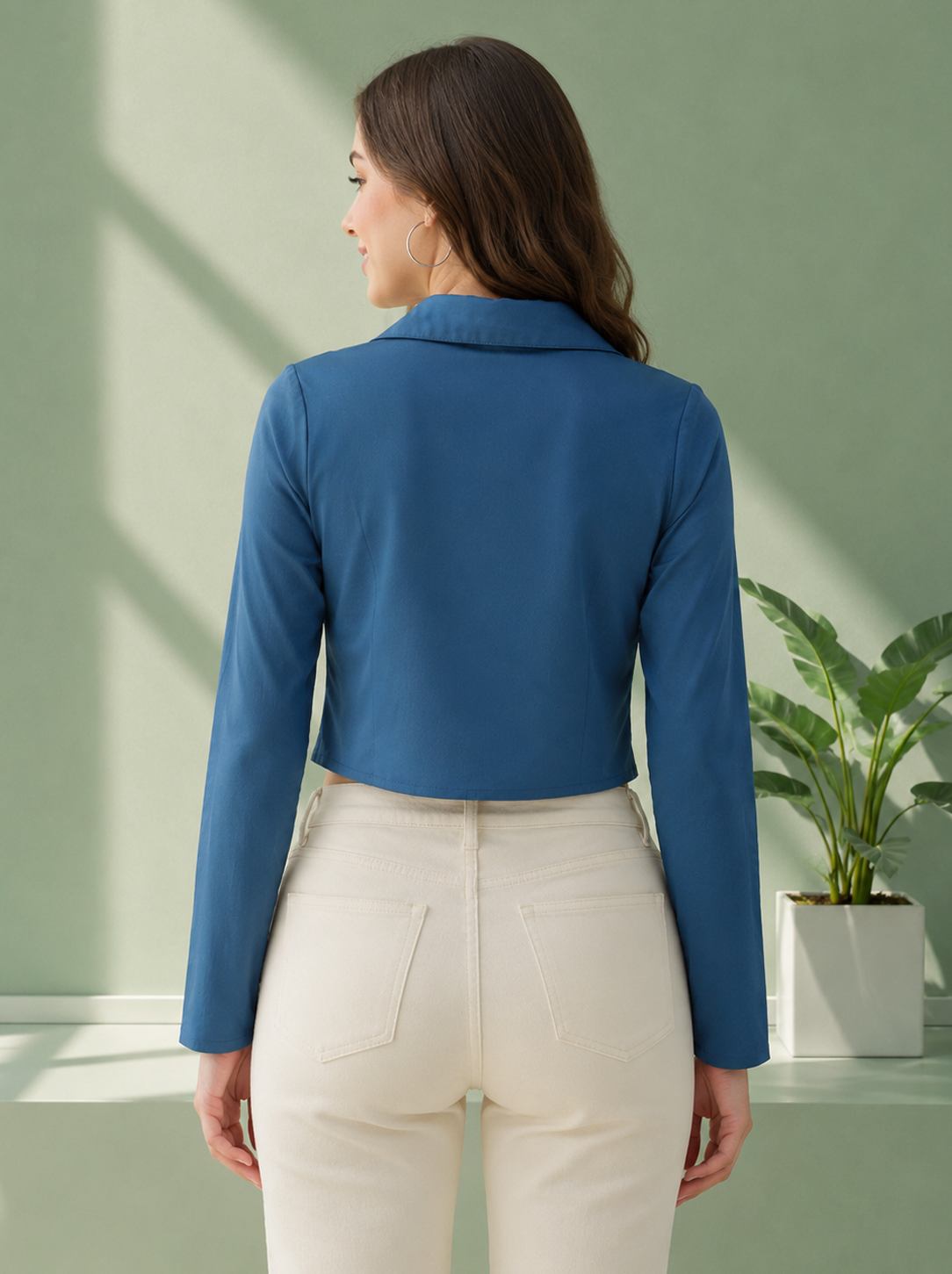Blue Cotton Crop Top