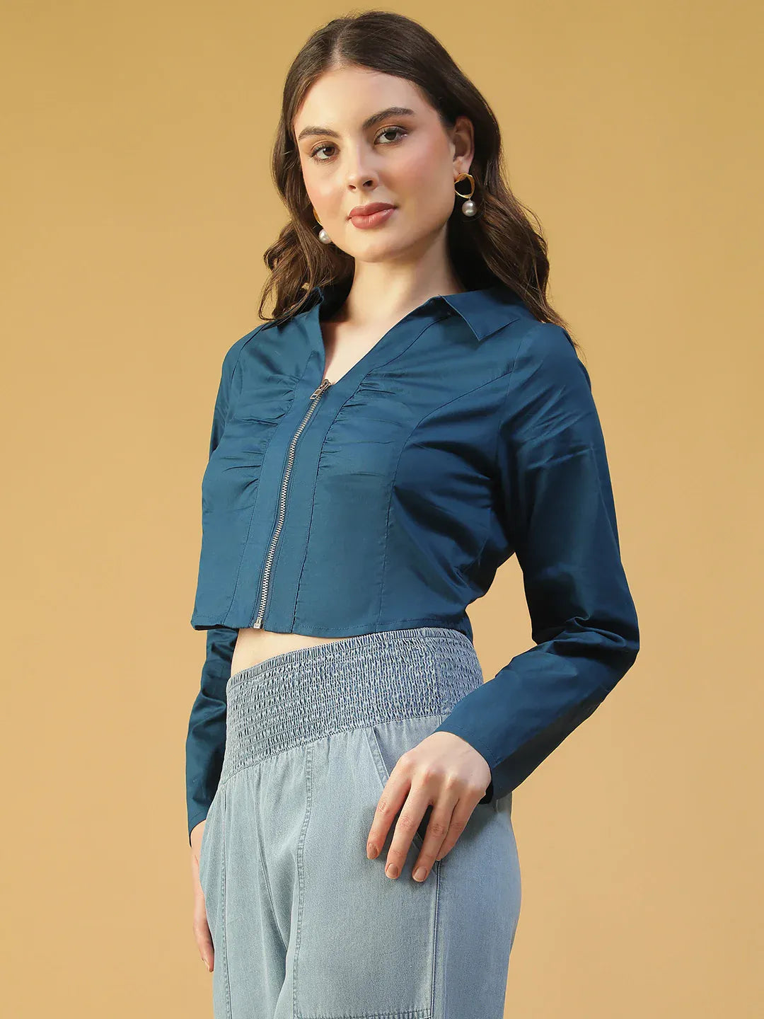 Blue Cotton Crop Top