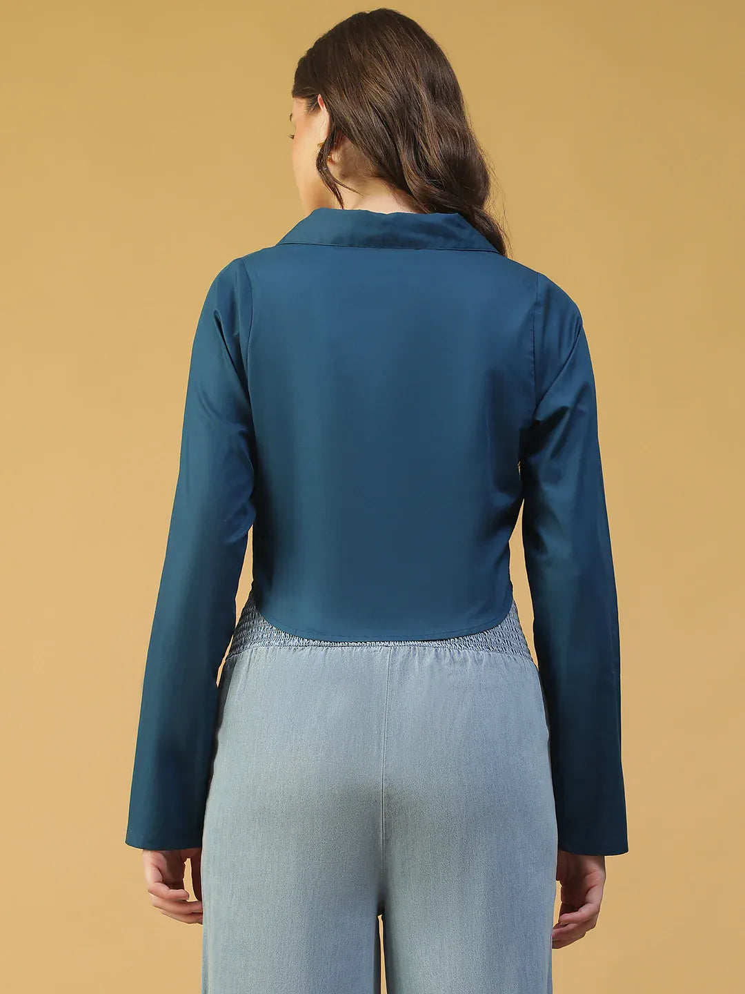 Blue Cotton Crop Top