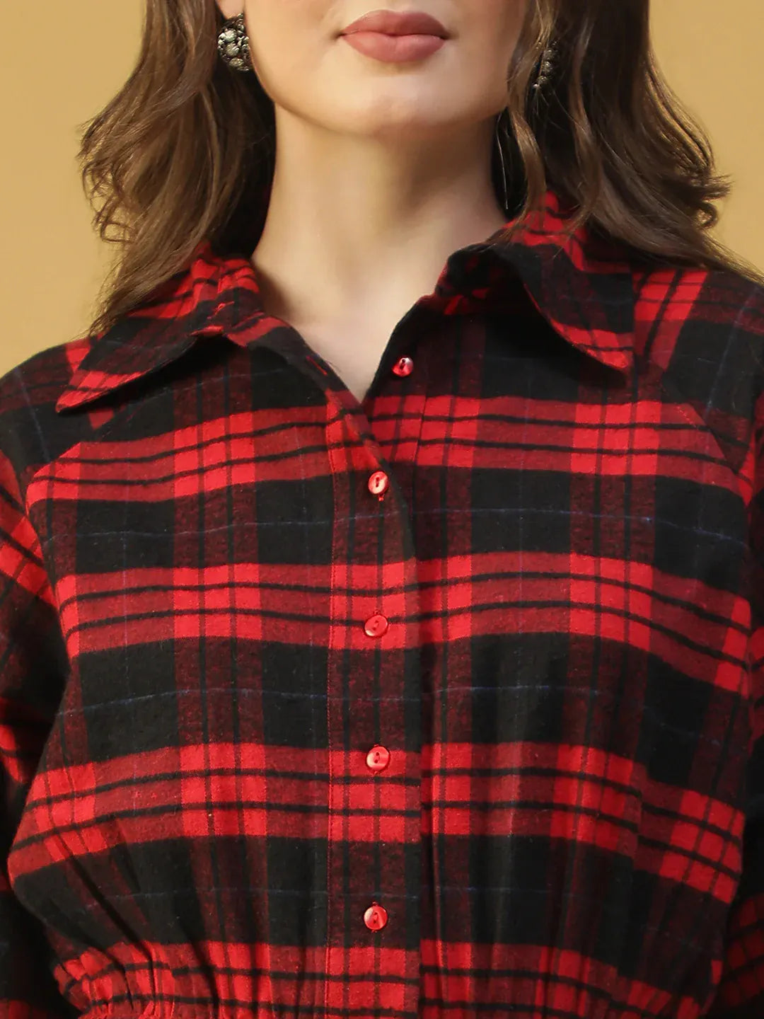 Women's Red Check Cotton Shirt