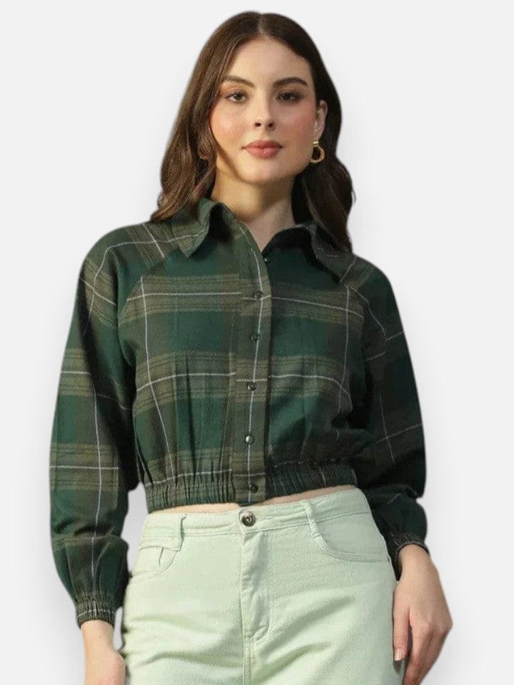Women's Green Check Cotton Shirt