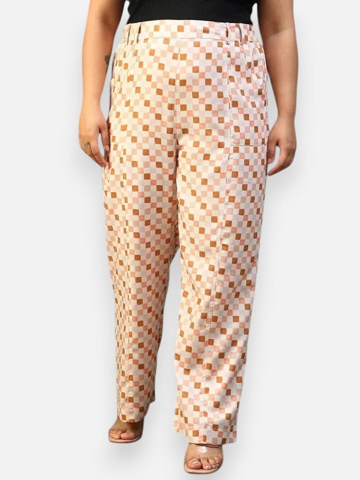 Plus Size Multicolor Check Print Pant