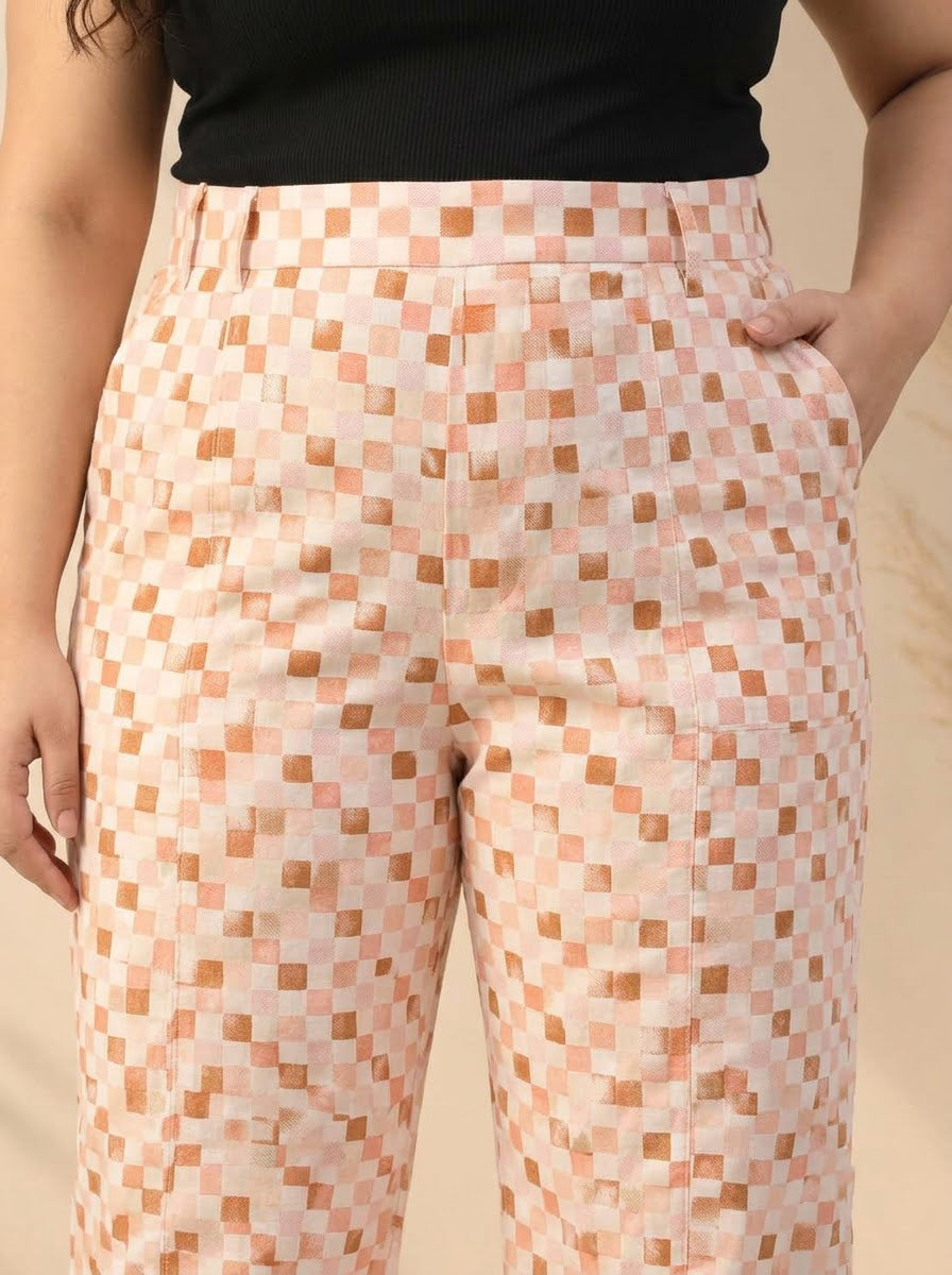Plus Size Multicolor Check Print Pant