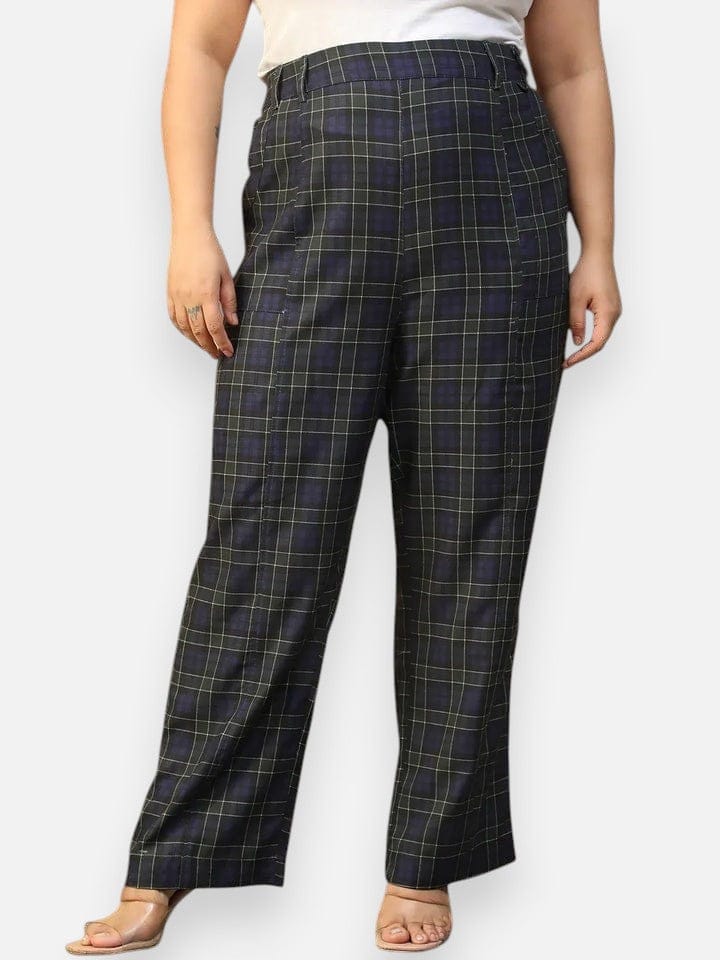 Plus Size Blue Check Pant