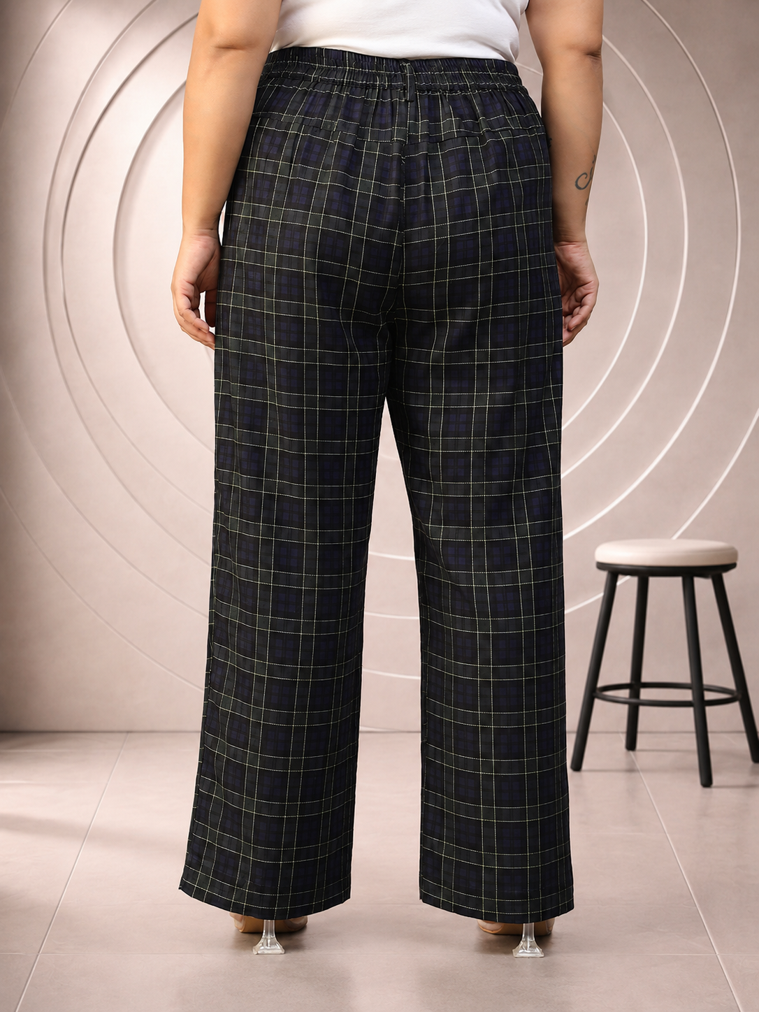 Plus Size Blue Check Pant