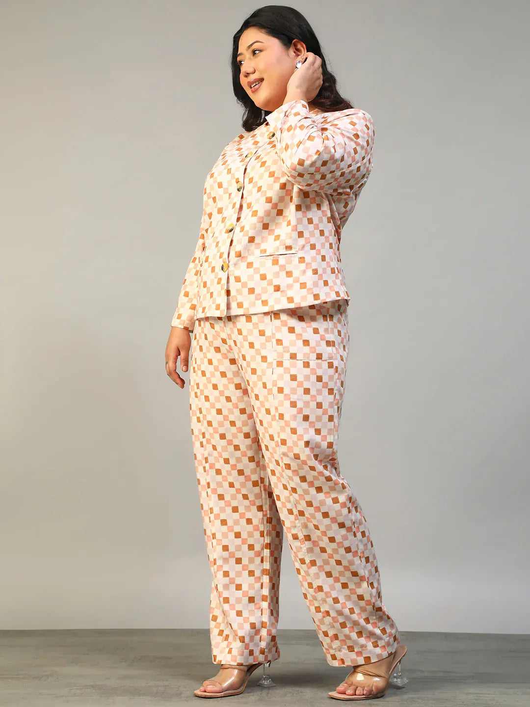 multicolor-check-plus-size-womens-co-ord-set