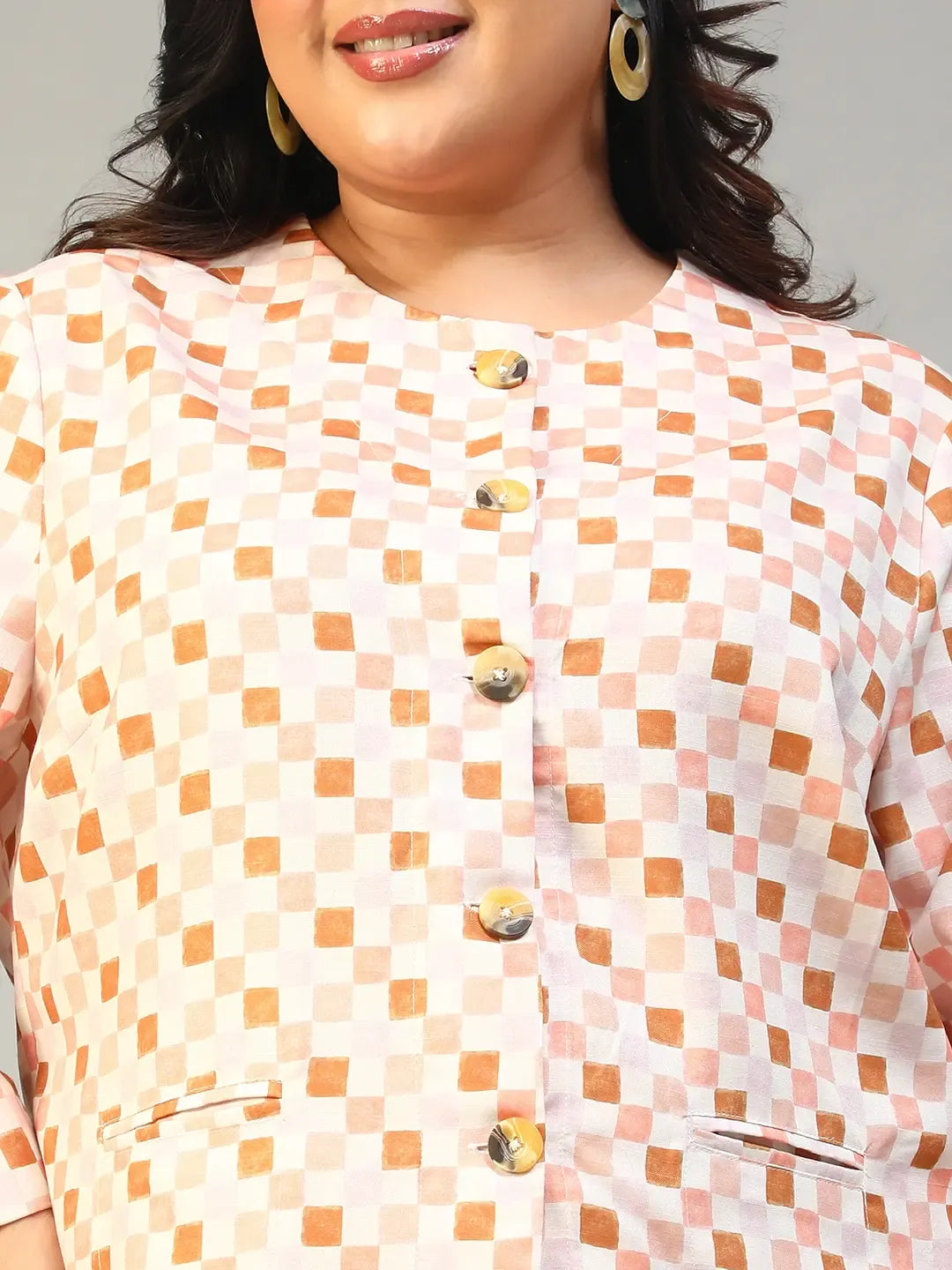 multicolor-check-plus-size-womens-co-ord-set