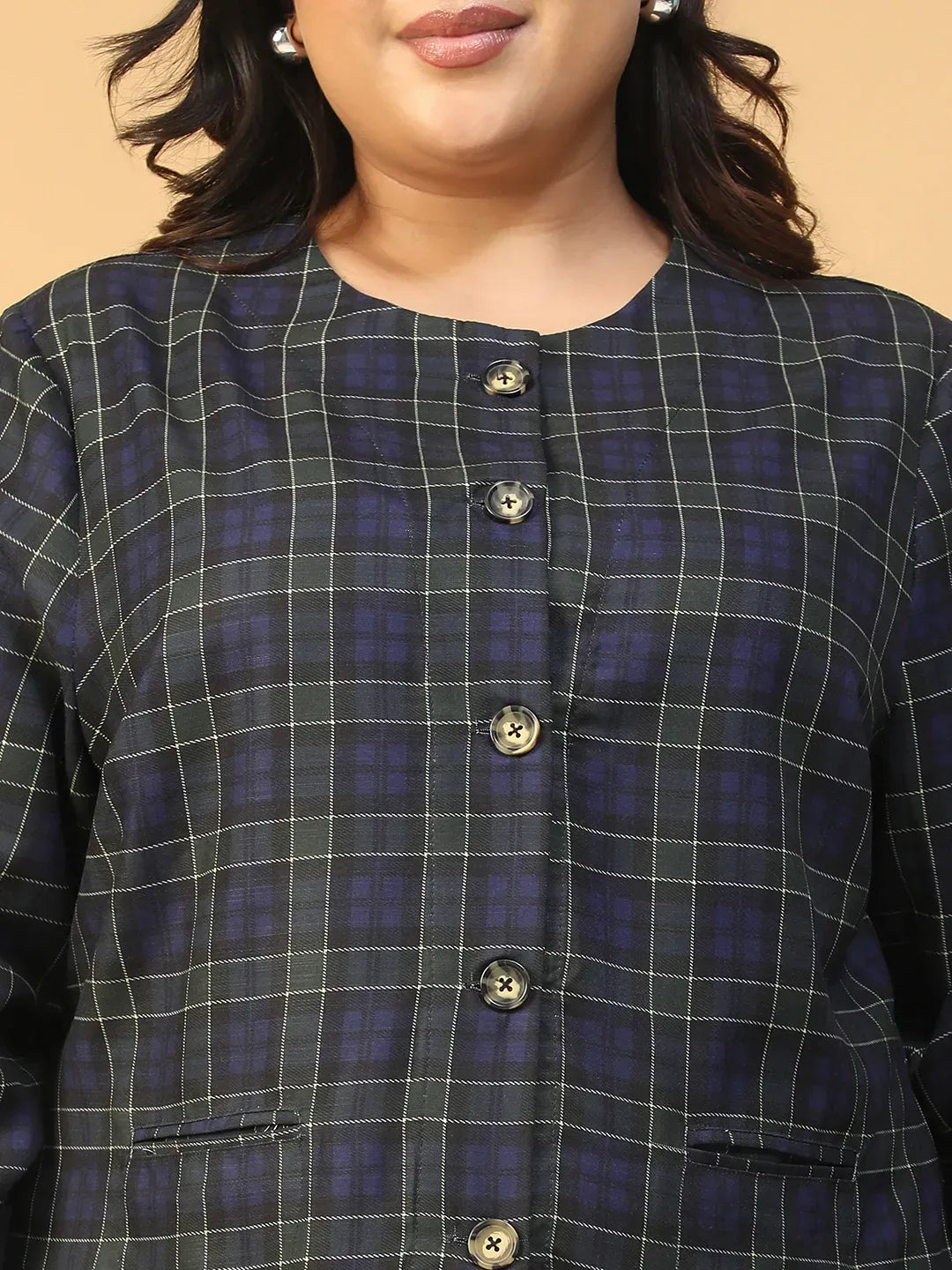 Plus Size Blue Check Co-Ord Set