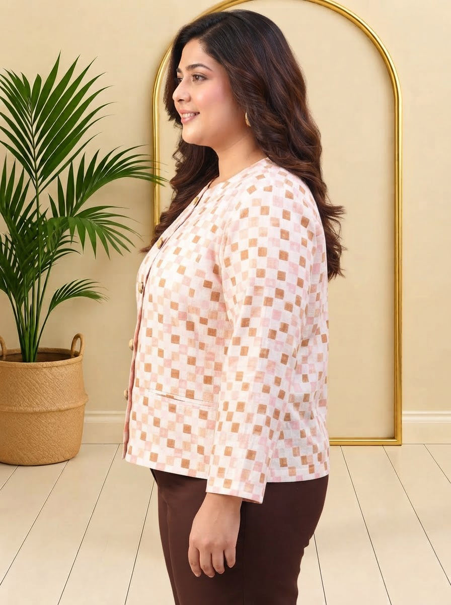 Plus Size Multicolor Check Top