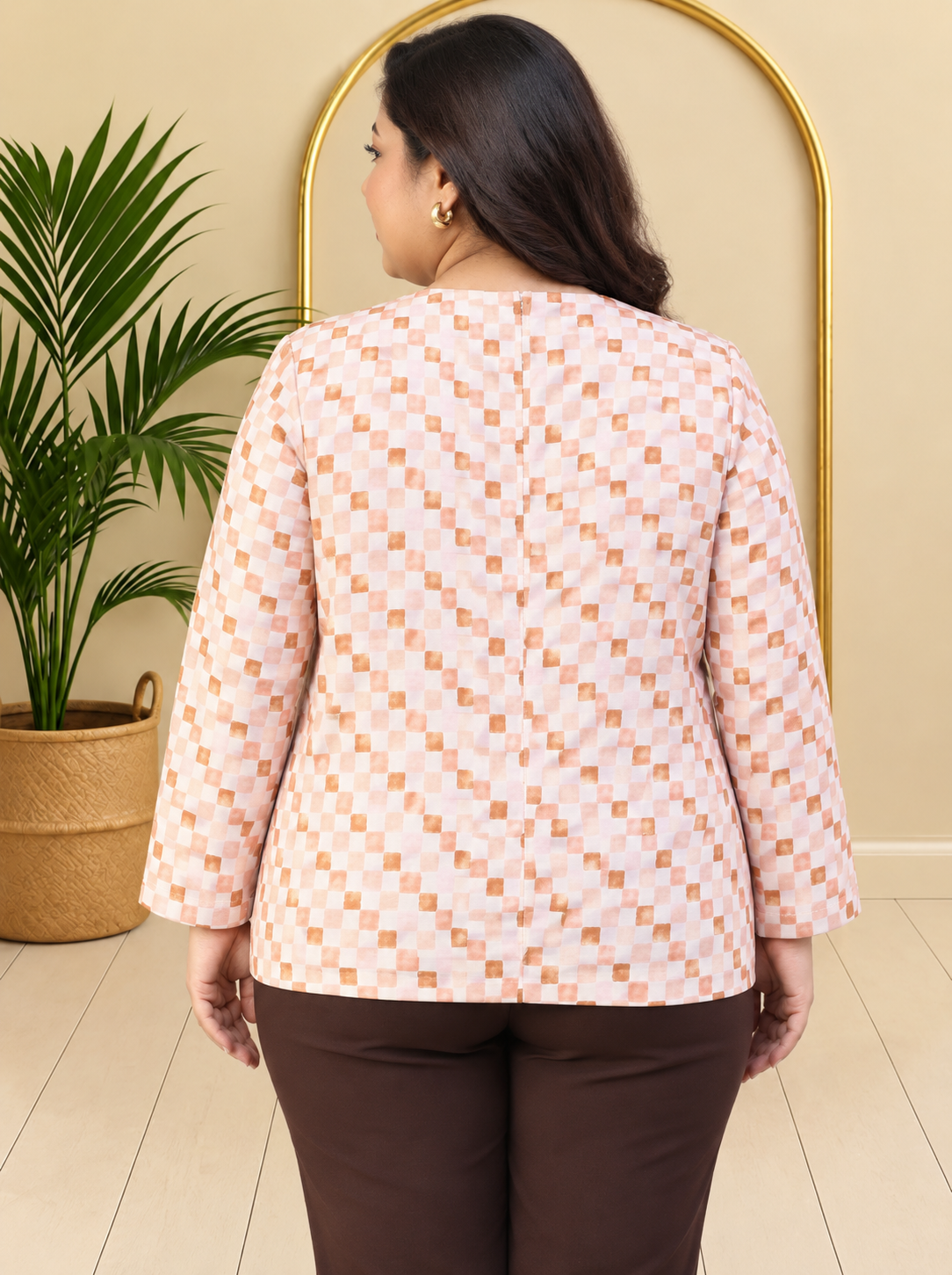 Plus Size Multicolor Check Top