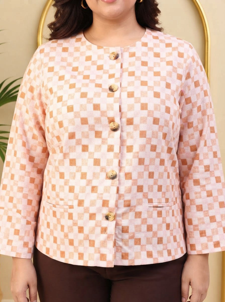Plus Size Multicolor Check Top