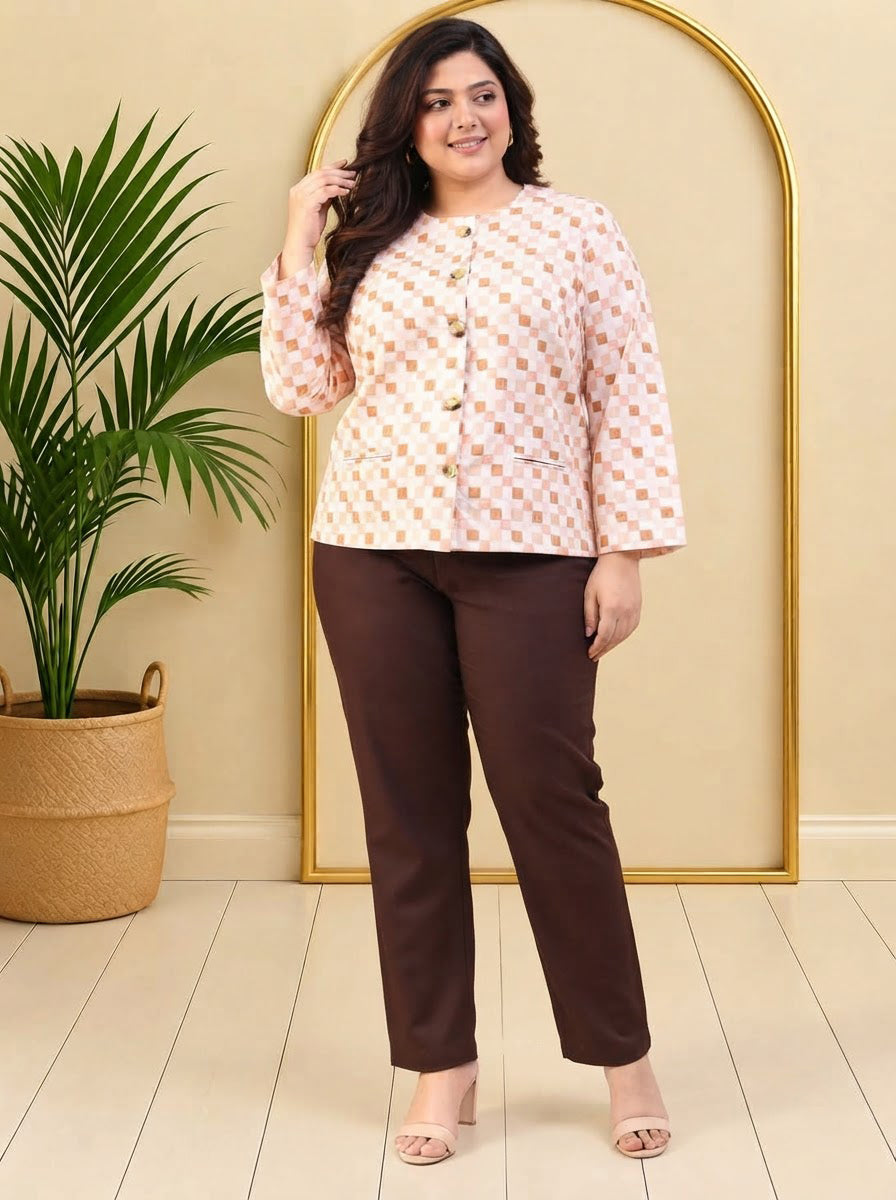 Plus Size Multicolor Check Top