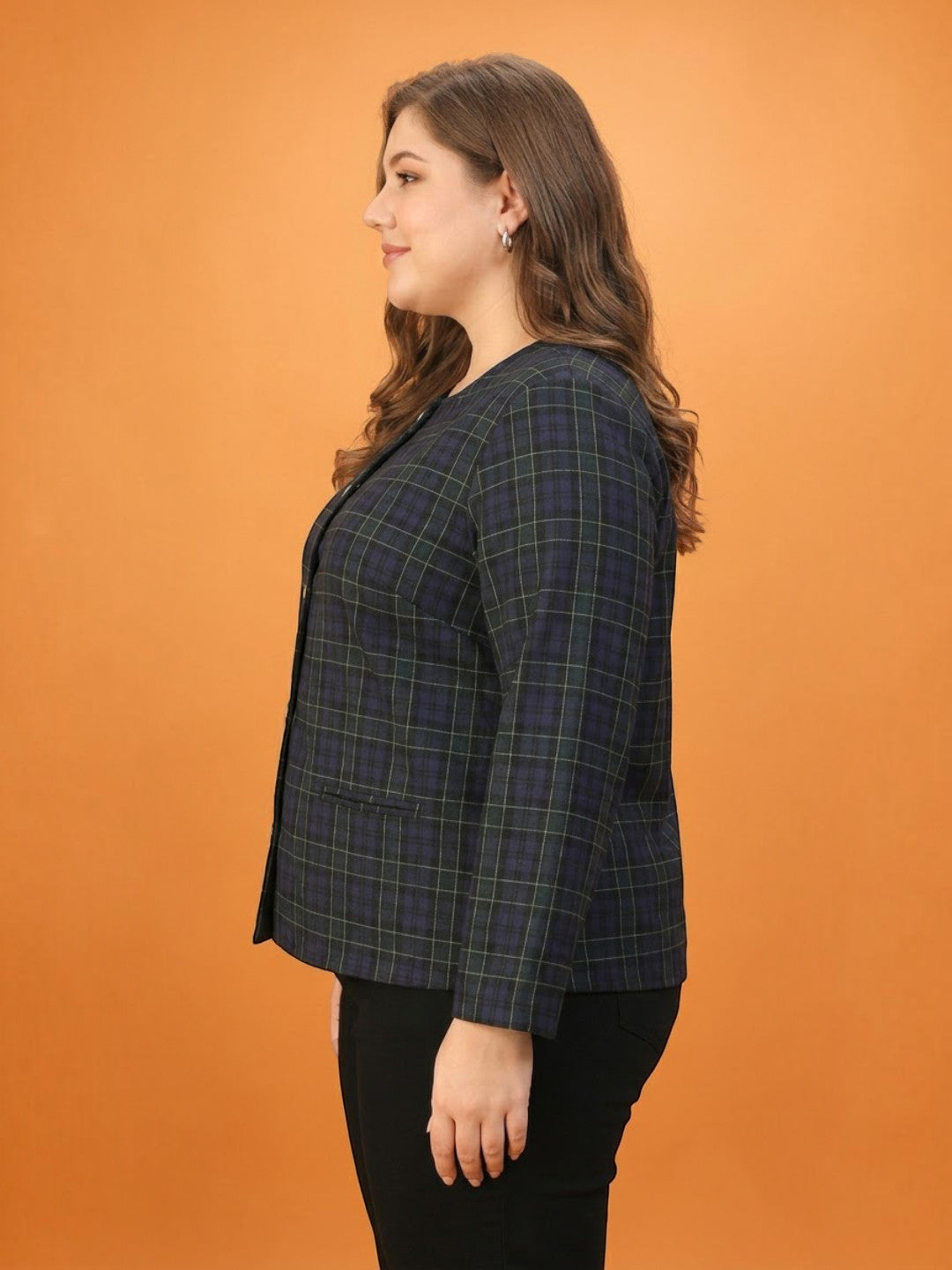 Plus Size Blue Check Top