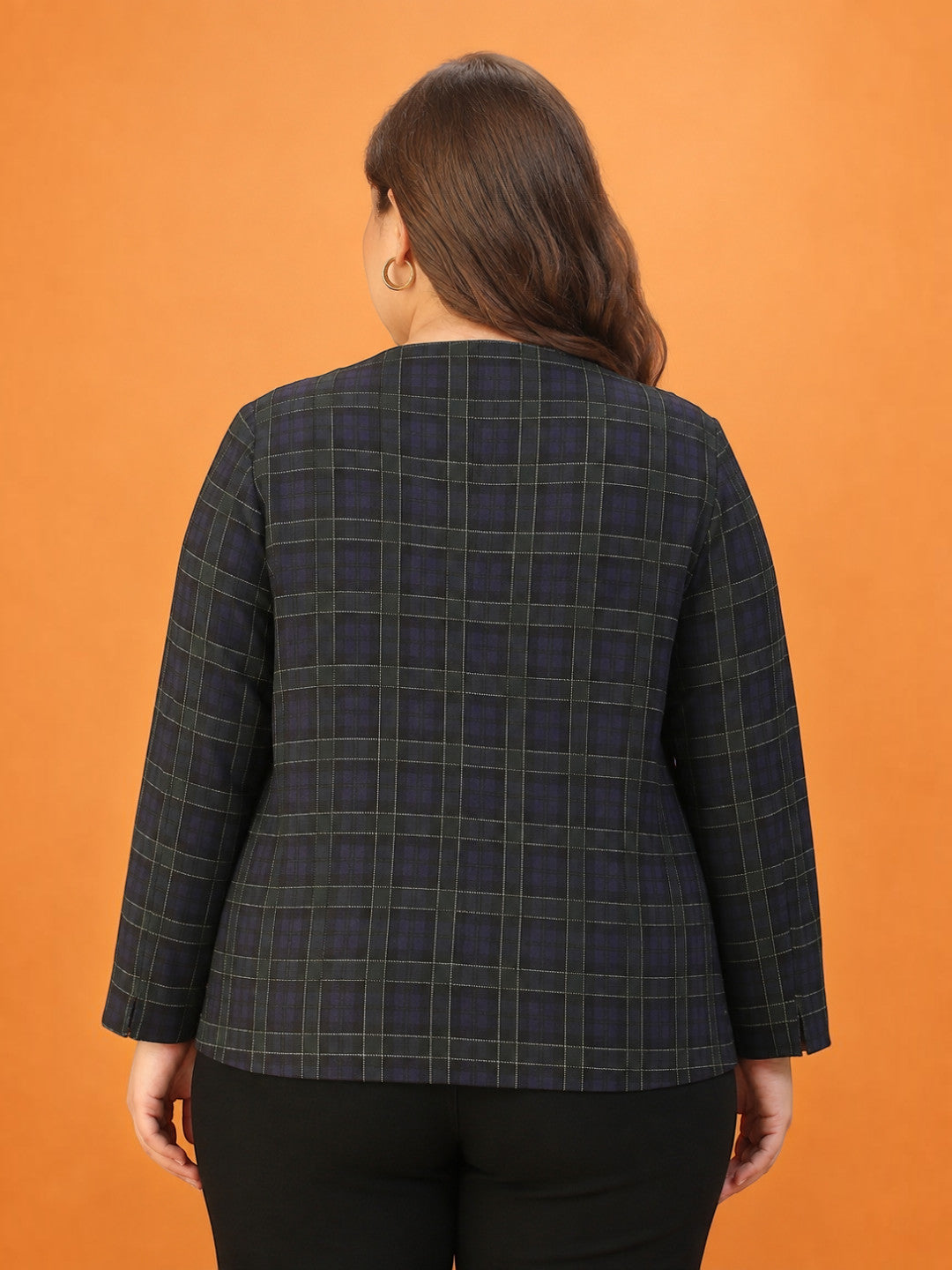 Plus Size Blue Check Top
