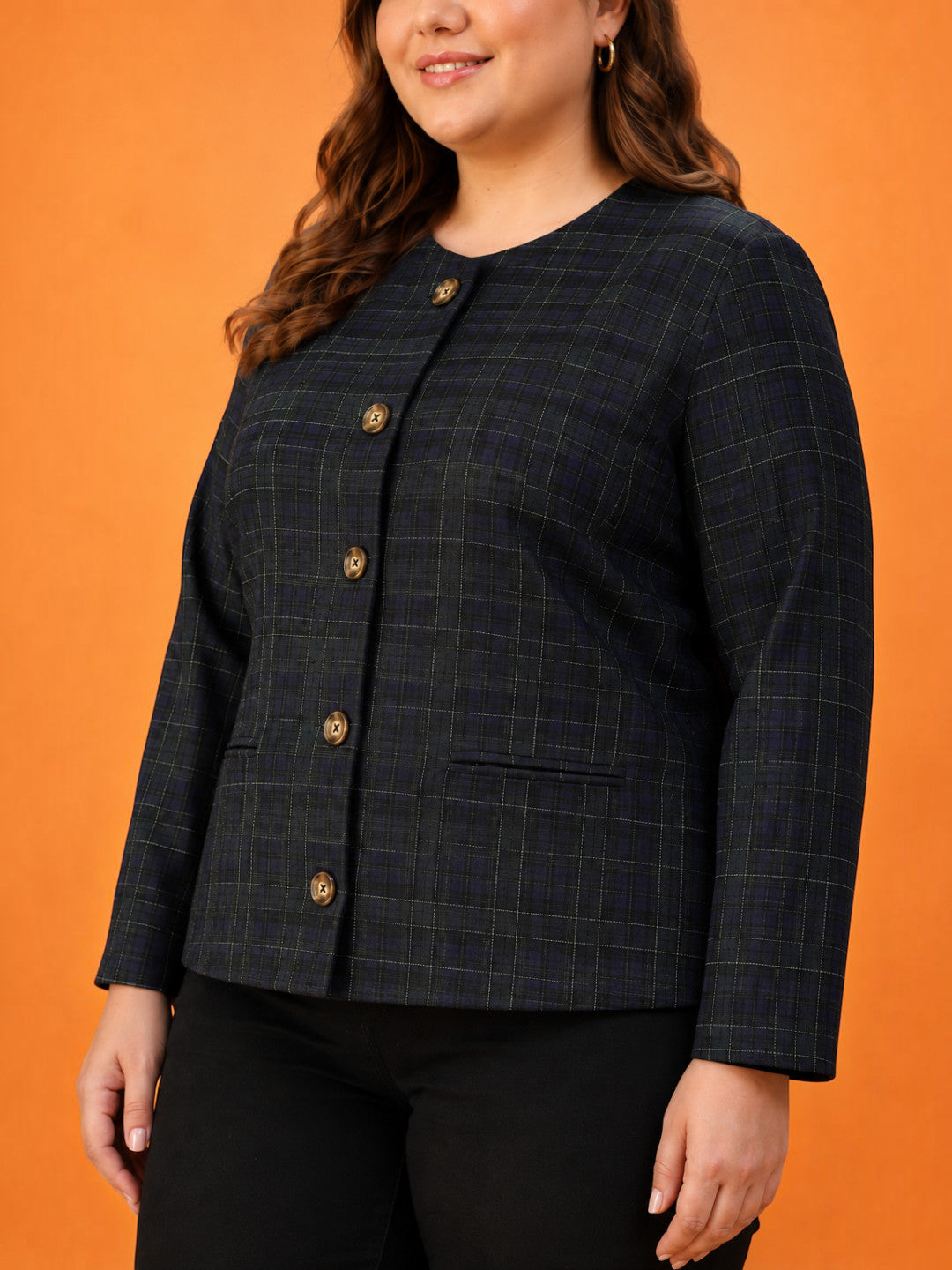 Plus Size Blue Check Top