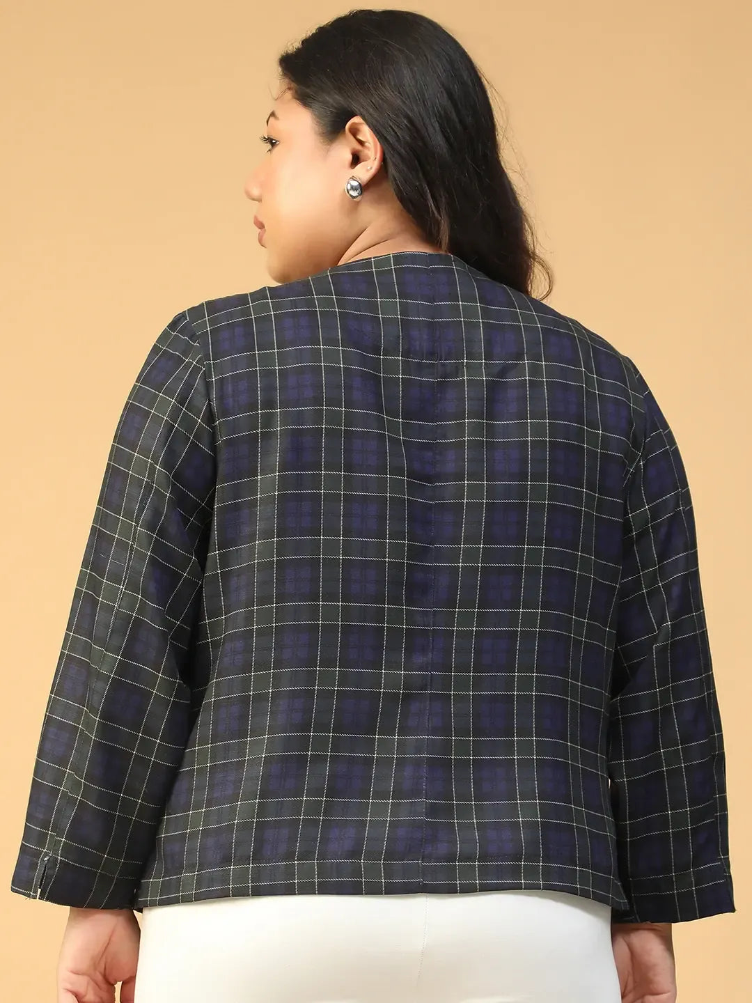Plus Size Blue Check Top