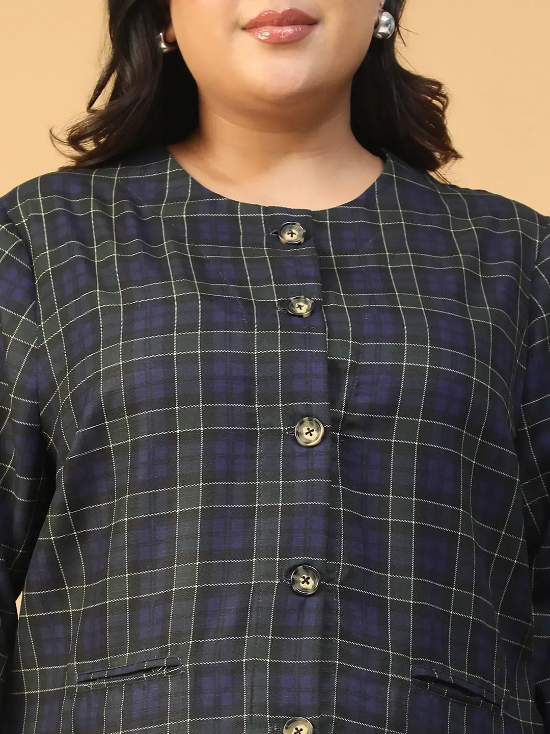 Plus Size Blue Check Top