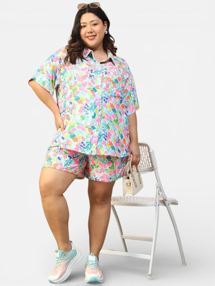 Plus Size Multicolor Floral Co-Ord Set
