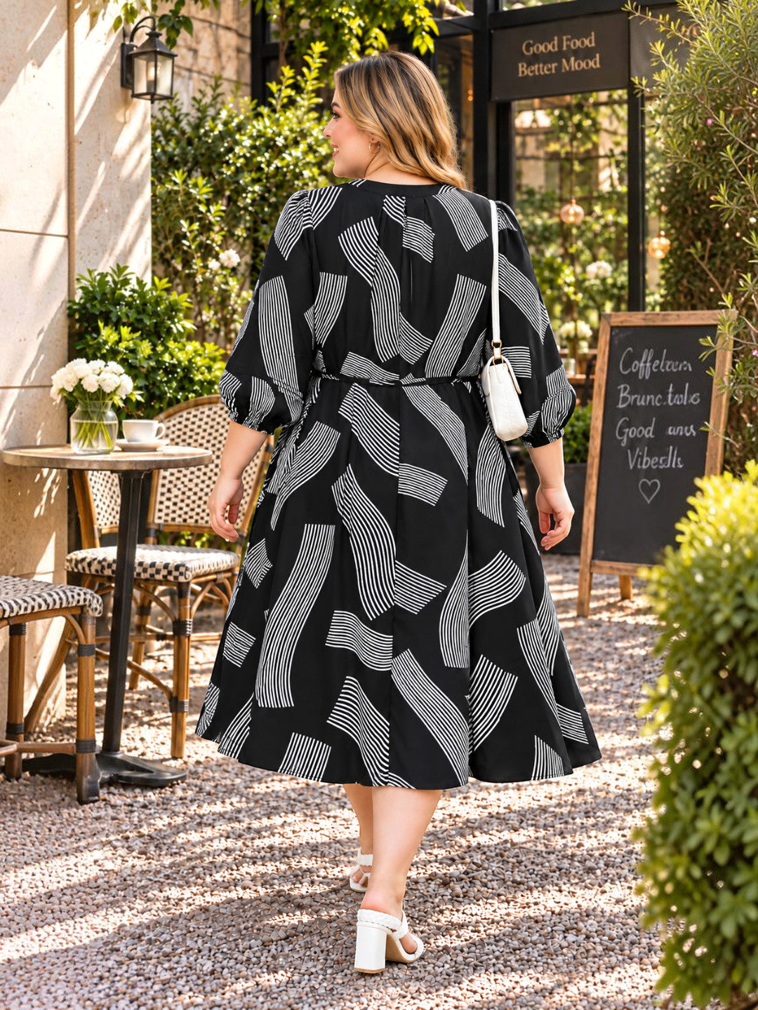 Women Plus Size Geometric Print Tie Knot Maxi Dress by Oxolloxo - image 3