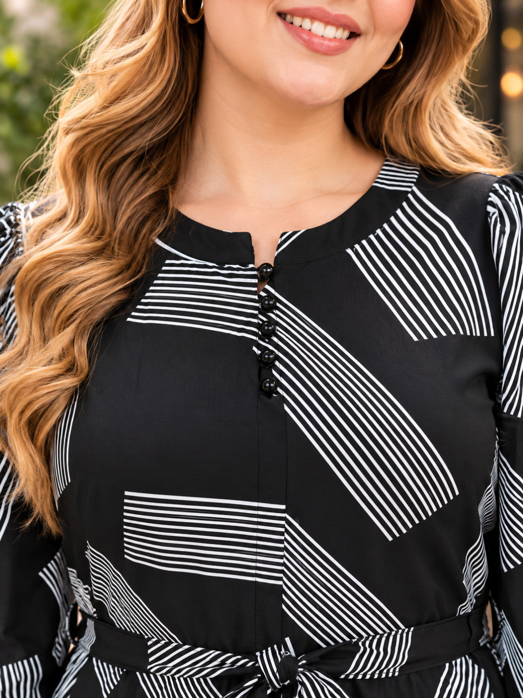 Women Plus Size Geometric Print Tie Knot Maxi Dress by Oxolloxo - image 4