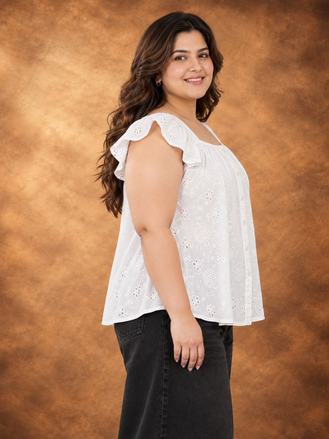 Plus Size White Cotton Cap Sleeve Top by Oxolloxo - image 2