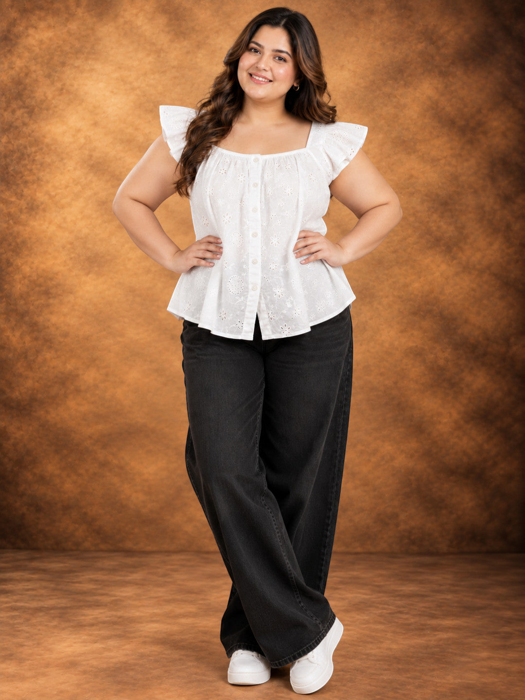Plus Size White Cotton Cap Sleeve Top by Oxolloxo - image 7