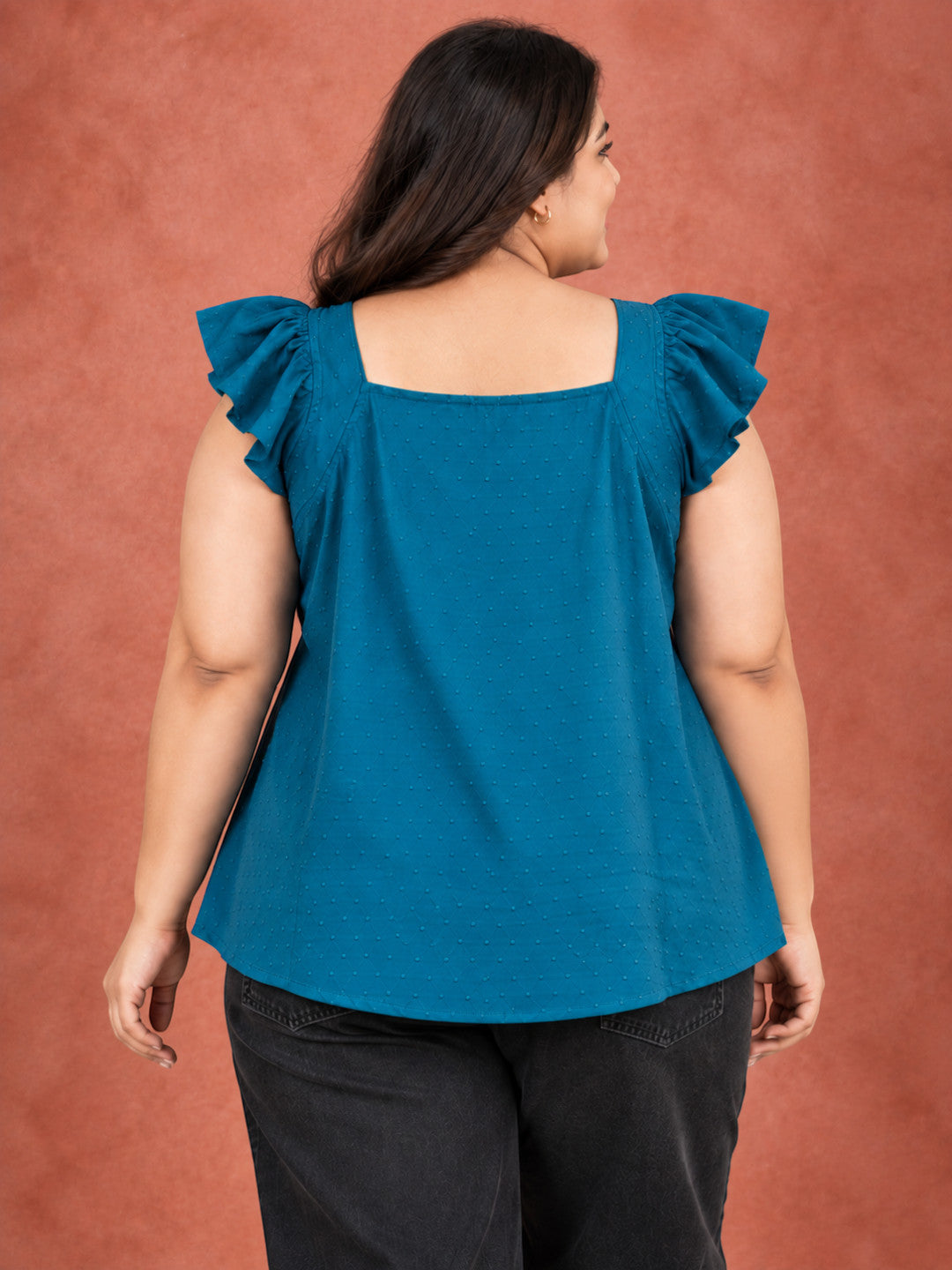 Plus Size Teal Cotton Cap Sleeve Top by Oxolloxo - image 3