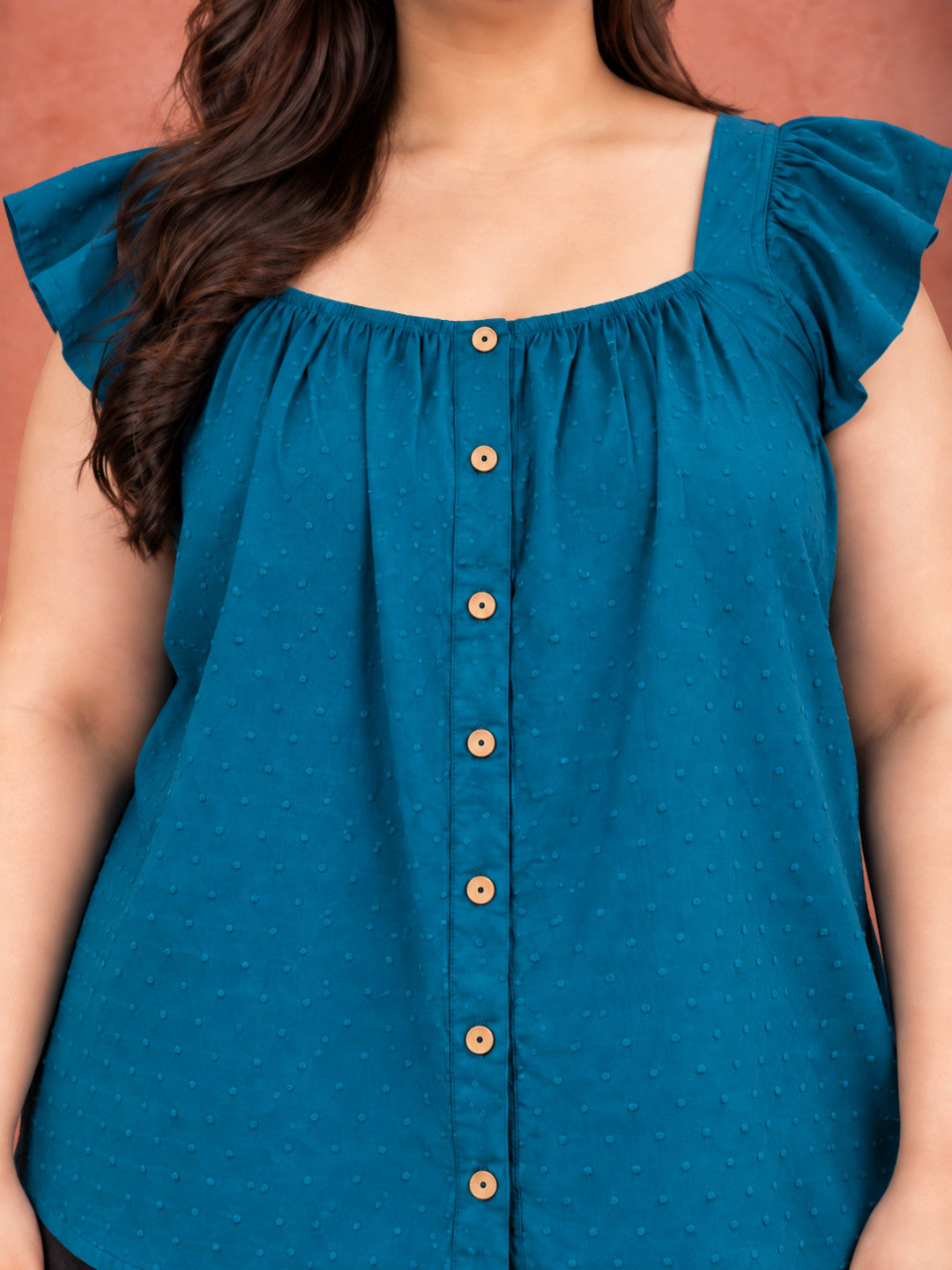 Plus Size Teal Cotton Cap Sleeve Top by Oxolloxo - image 4