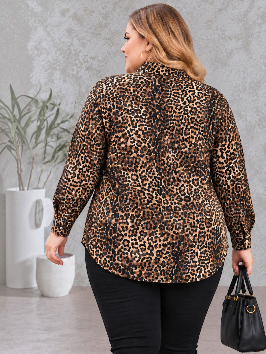 Plus Size Animal Print Button Down Shirt by Oxolloxo - image 3