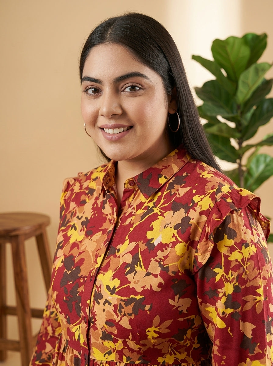 Plus Size Multicolor Floral Dress