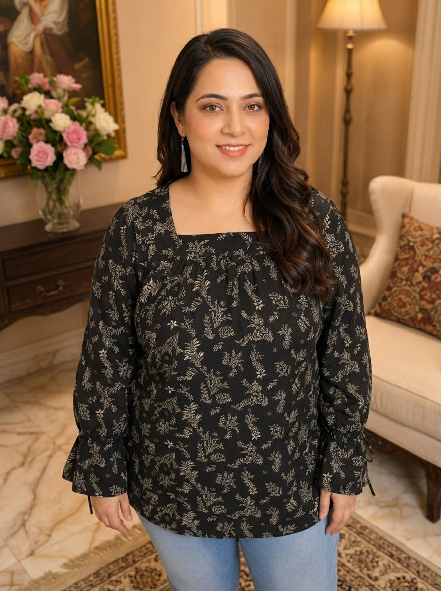 Plus Size Green Floral Top