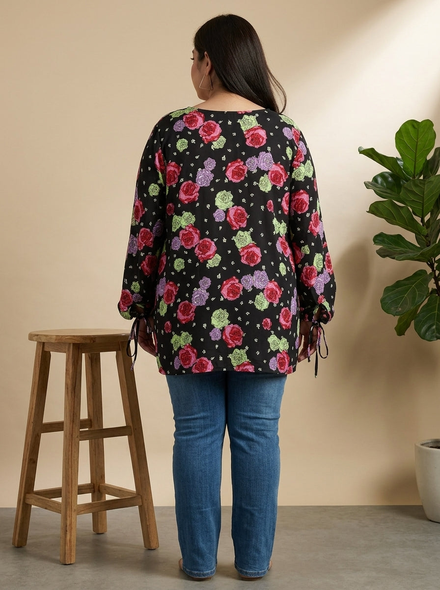 Plus Size Multicolor Roses Top