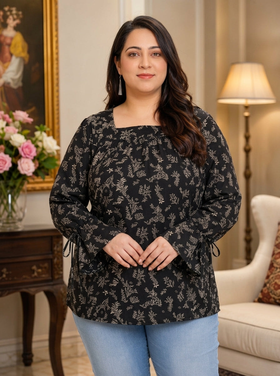 Plus Size Green Floral Top