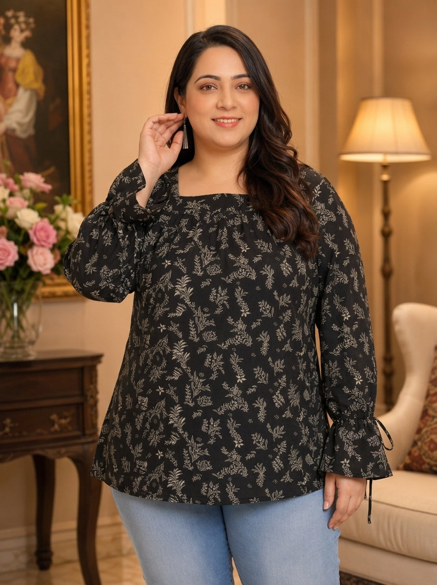 Plus Size Green Floral Top