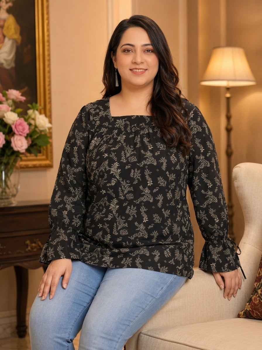 Plus Size Green Floral Top