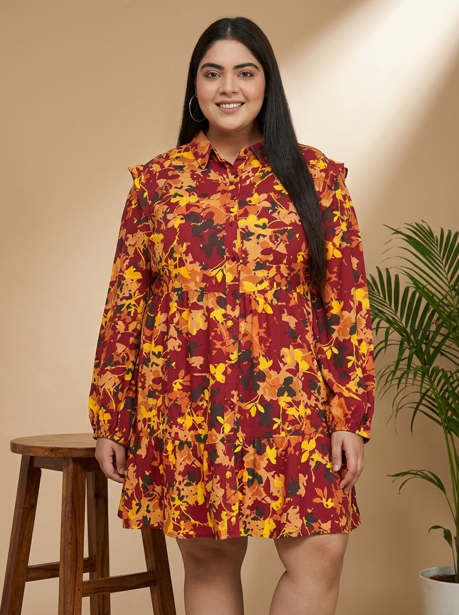 Plus Size Multicolor Floral Dress
