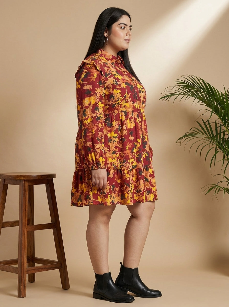 Plus Size Multicolor Floral Dress