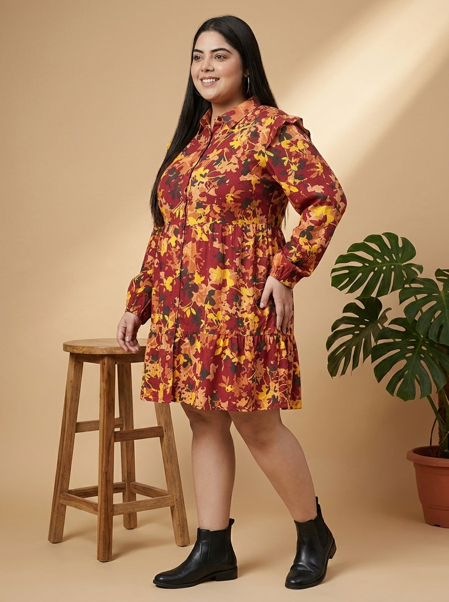 Plus Size Multicolor Floral Dress