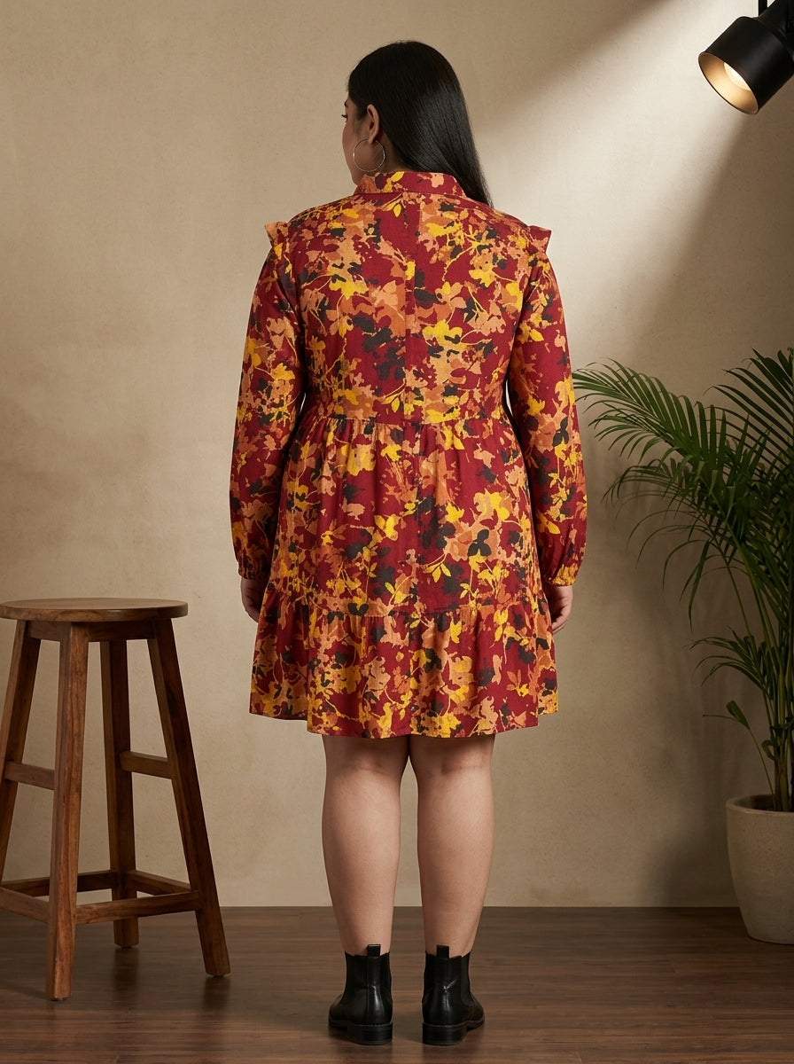 Plus Size Multicolor Floral Dress