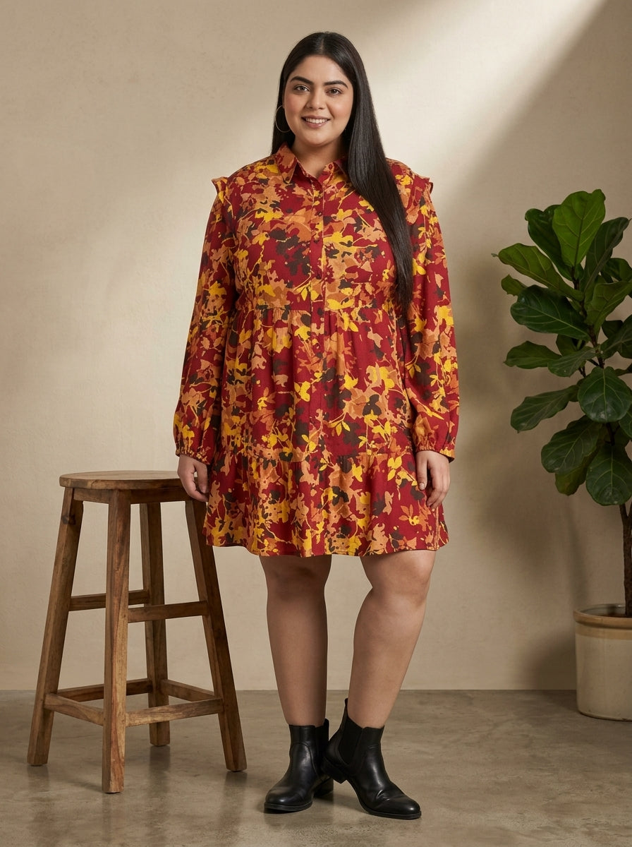 Plus Size Multicolor Floral Dress