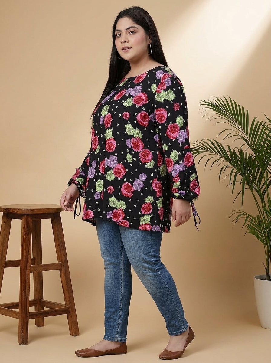 Plus Size Multicolor Roses Top